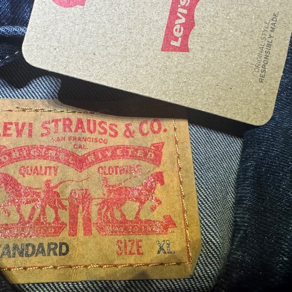 LEVI'S Levi Levis Strauss Men Trucker Jacket Dark Blue Denim XL $89.50 - Picture 3 of 3